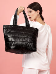 Uno Striped Quilted Polyester Tote Bag