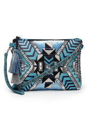 Kooky Geometric Embellished Cotton Canvas Sling Bag