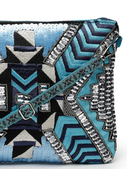 Kooky Geometric Embellished Cotton Canvas Sling Bag