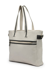 Anekaant Timber & Thread Off White Cotton Solid Tote Bag