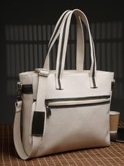 Anekaant Timber & Thread Off White Cotton Solid Tote Bag