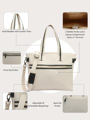 Anekaant Timber & Thread Off White Cotton Solid Tote Bag