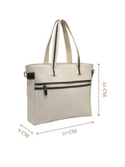 Anekaant Timber & Thread Off White Cotton Solid Tote Bag