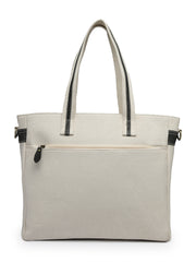 Anekaant Timber & Thread Off White Cotton Solid Tote Bag