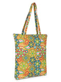 Eco-Friendly Multicolor Floral Printed Cotton Canvas Shopping Bags (Pack of 3)