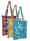 Eco-Friendly Multicolor Floral Printed Cotton Canvas Shopping Bags (Pack of 3)