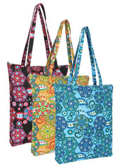 Eco-Friendly Multicolor Floral Printed Cotton Canvas Shopping Bags (Pack of 3)