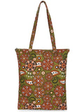 Eco-Friendly Multicolor Floral Printed Cotton Canvas Shopping Bags (Pack of 3)