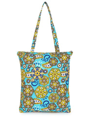 Eco-Friendly Multicolor Floral Printed Cotton Canvas Shopping Bags (Pack of 3)