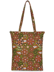 Eco-Friendly Multicolor Floral Printed Cotton Canvas Shopping Bags (Pack of 3)