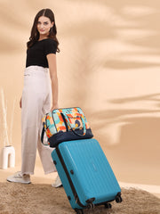 Peppy Polycotton Canvas & PU Abstract Printed Duffel Travel Bag