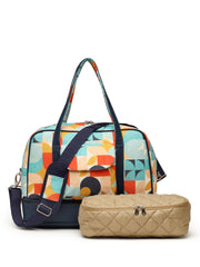 Peppy Polycotton Canvas & PU Abstract Printed Duffel Travel Bag