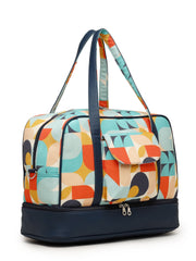 Peppy Polycotton Canvas & PU Abstract Printed Duffel Travel Bag