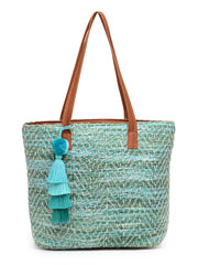 Boho Chevron Self Design Cotton Acrylic Tote Bag