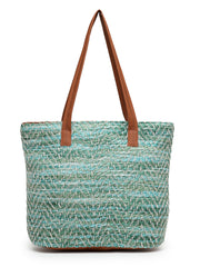 Boho Chevron Self Design Cotton Acrylic Tote Bag