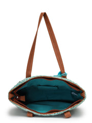 Boho Chevron Self Design Cotton Acrylic Tote Bag