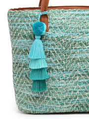 Boho Chevron Self Design Cotton Acrylic Tote Bag