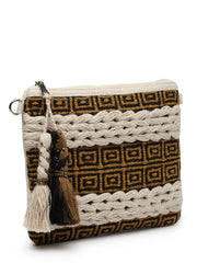Boho Crochet Stitch Striped Canvas Dari Sling Bag