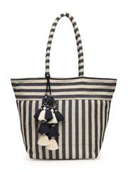 Boho Woven Striped Cotton Jacquard Tote Bag