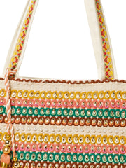 Folklore Edit Cotton Striped Sequined Tote Bag
