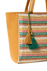 Folklore Edit Cotton Striped Sequined Tote Bag