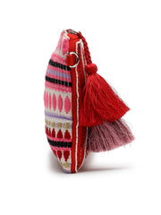 Amour Cotton Canvas & Jacquard Heart Embellished Sling Bag
