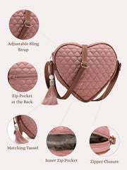 Amour Polyester & Vegan Leather Chevron Quilted Sling Bag