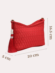 Amour Polyester & Vegan Leather Chevron Quilted Sling Bag