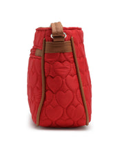 Amour Polyester & Vegan Leather Heart Quilted Sling Bag