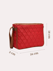Amour Polyester & Vegan Leather Heart Quilted Sling Bag