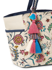 Petal Posh Cotton Striped Sequined Tote Bag