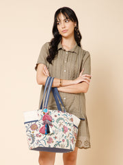 Petal Posh Cotton Striped Sequined Tote Bag