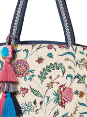 Petal Posh Cotton Striped Sequined Tote Bag