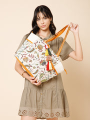 Petal Posh Cotton Striped Sequined Tote Bag