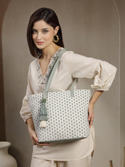 Earth Edit Cotton Geometric Jacquard Tote Bag