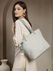 Earth Edit Cotton Geometric Jacquard Tote Bag