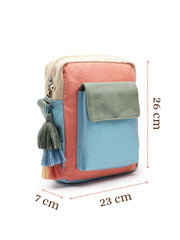 Hue Cotton Canvas Colourblocked Sling Bag