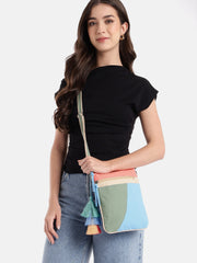 Hue Cotton Canvas Colourblocked Sling Bag