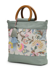 Petal Posh Cotton Botanical Embellished Handheld Bag