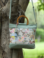 Petal Posh Cotton Botanical Embellished Handheld Bag