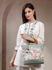 Petal Posh Cotton Botanical Embellished Handheld Bag