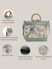 Petal Posh Cotton Botanical Embellished Handheld Bag