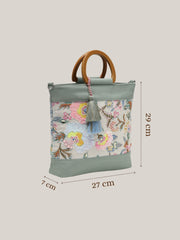 Petal Posh Cotton Botanical Embellished Handheld Bag