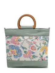 Petal Posh Cotton Botanical Embellished Handheld Bag
