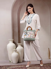 Petal Posh Cotton Botanical Embellished Handheld Bag