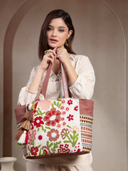 Thread Bloom Cotton Floral Embroidered Tote Bag