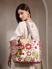 Thread Bloom Cotton Floral Embroidered Tote Bag