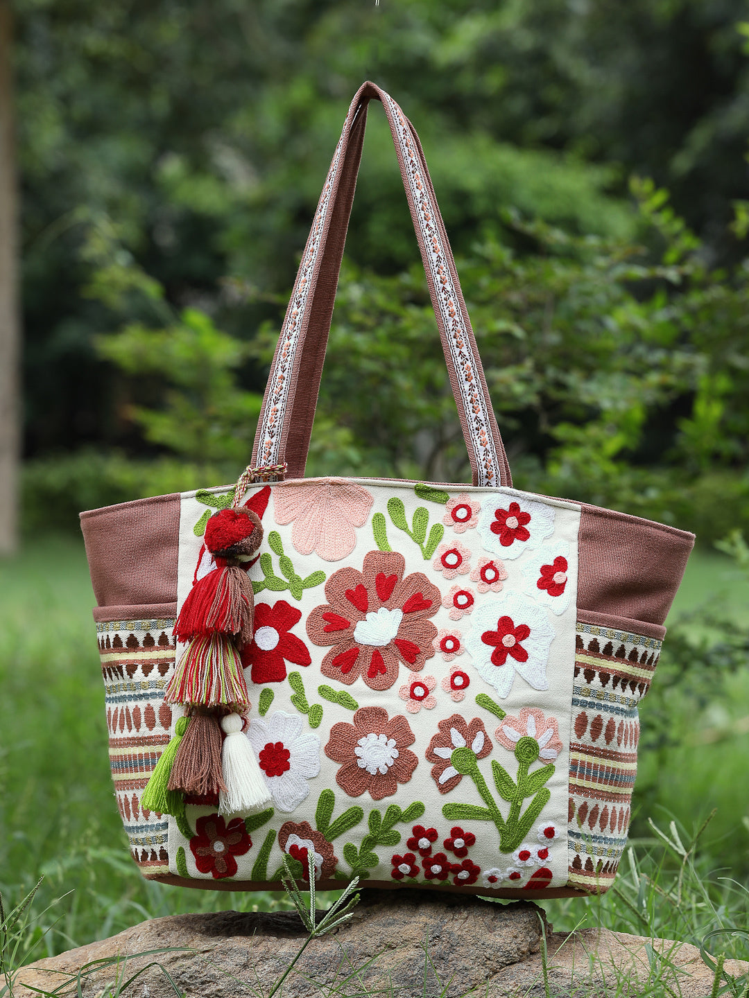 Thread Bloom Cotton Floral Embroidered Tote Bag