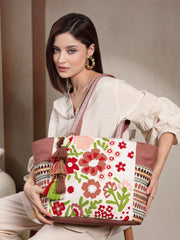 Thread Bloom Cotton Floral Embroidered Tote Bag
