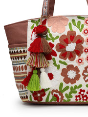 Thread Bloom Cotton Floral Embroidered Tote Bag